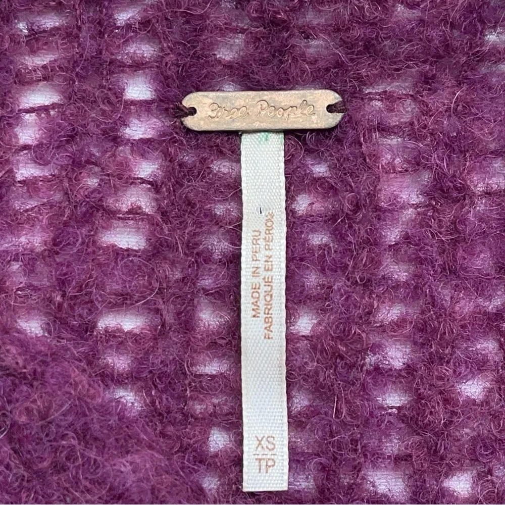 Free People Alpaca Chunky Knit Sweater Womens XS Oversized Mock Neck Lavender